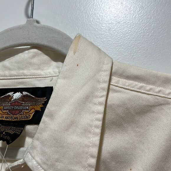 Harley-Davidson Cream Shirt Button Down Soft Twill NWT* VTG Hong Kong - Picture 9 of 10